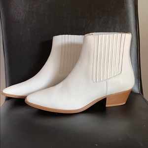 Club Monaco white leather ankle boots